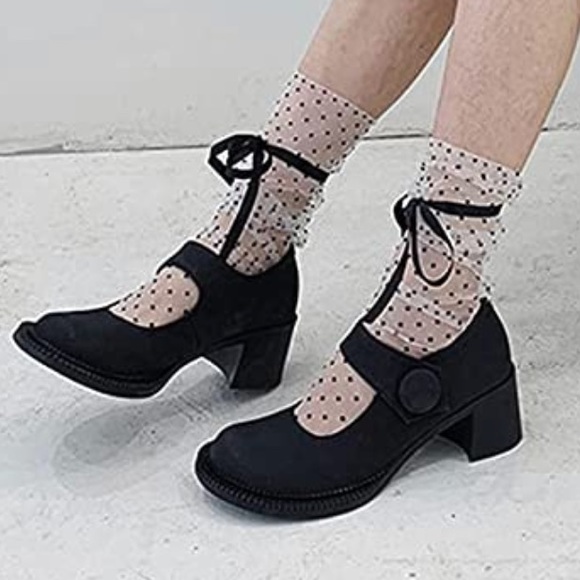 🆕 Polka Dot Ultra Sheer Slouch Dress Socks - Picture 7 of 7